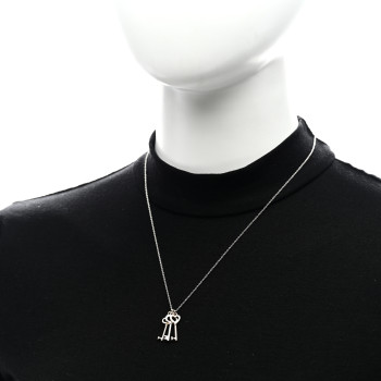 TIFFANY 18K Yellow Rose Gold Sterling Silver Mini Heart Trefoil Key Pendant Necklace