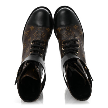 LOUIS VUITTON Calfskin Monogram Wonderland Flat Ranger Boots 40 Black