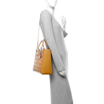CHRISTIAN DIOR Patent Cannage Large Lady Dior Yellow