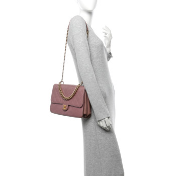CHANEL Calfskin Quilted Straight Lined Flap Purple