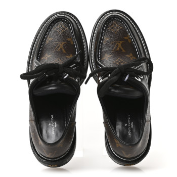 LOUIS VUITTON Monogram Calfskin Beaubourg Platform Derby Shoes 38 Brown