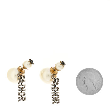 CHRISTIAN DIOR Pearl Crystal J'Adior Tribales Earrings Antique Gold