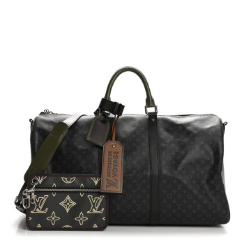 LOUIS VUITTON Monogram Eclipse Patchwork Keepall Bandouliere 50