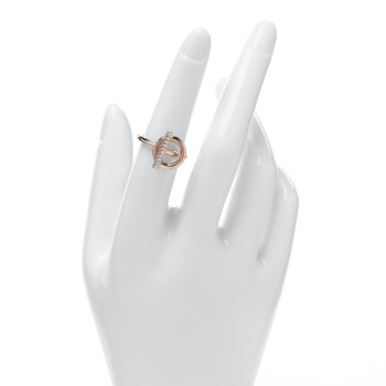 HERMES 18K Rose Gold Diamond PM Echappee Ring 51 5.75