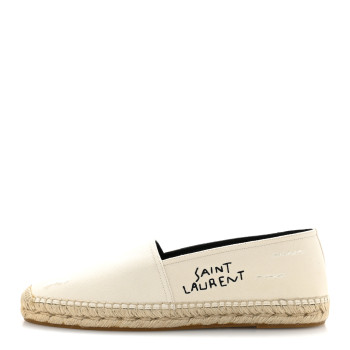 SAINT LAURENT Canvas Mens Elba Light Logo Embroidered Espadrilles 43 Panna