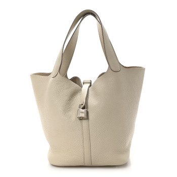 HERMES Taurillon Clemence Picotin Lock 22 MM Beton