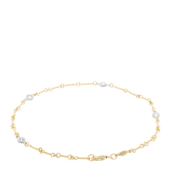 ROBERTO COIN 18K Yellow White Gold Diamond DogBone Chain Station Bracelet