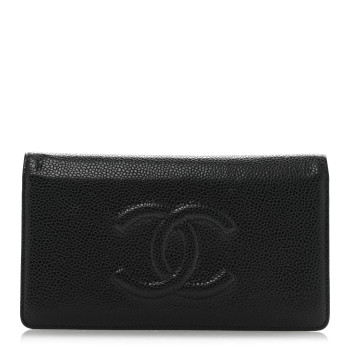 CHANEL Caviar Timeless CC Yen Wallet Black