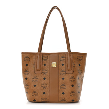 MCM Visetos Mini Liz Reversible Shopper Tote Cognac