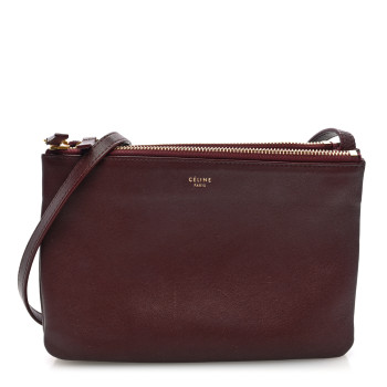 CELINE Smooth Lambskin Small Trio Crossbody Bag Burgundy