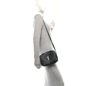 SAINT LAURENT Calfskin Matelasse Monogram Lou Camera Bag Black
