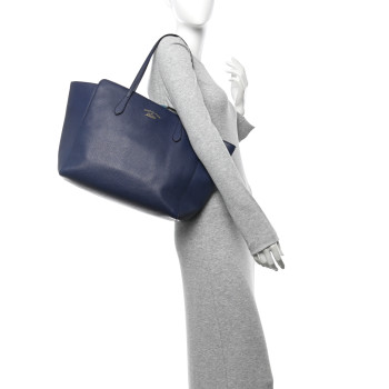 GUCCI Dollar Calfskin Medium Swing Tote Marine Deep Cobalt