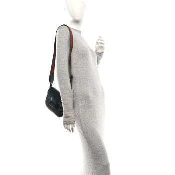 GUCCI Azalea Calfskin Web Monochrome Small Horsebit 1955 Shoulder Bag Black