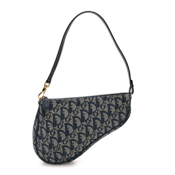 CHRISTIAN DIOR Monogram Mini Saddle Pochette Navy