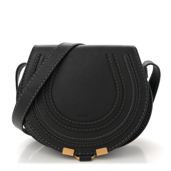 CHLOE Calfskin Mini Marcie Round Crossbody Bag Black