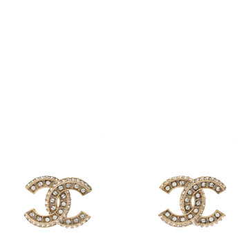 CHANEL Crystal CC Earrings Gold
