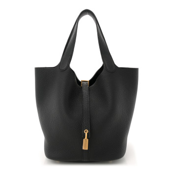HERMES Taurillon Clemence Picotin Lock 22 MM Black