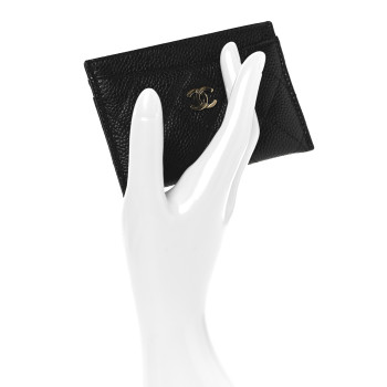 CHANEL Caviar Quilted Card Holder Black