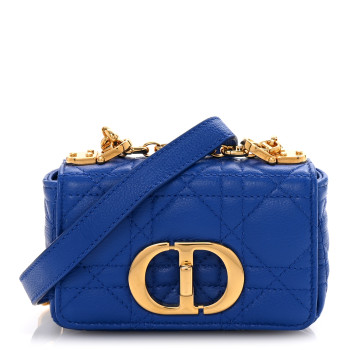 CHRISTIAN DIOR Supple Calfskin Cannage Micro Caro Bag Greece Greece Blue