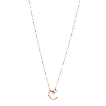 CHANEL 18K Beige Gold Diamond Coco Crush C Necklace
