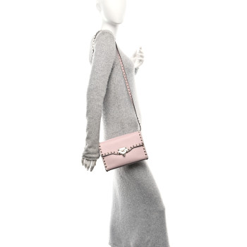 VALENTINO GARAVANI Vitello Medium Rockstud Flip Lock Crossbody Bag Rose Quartz