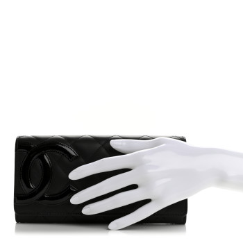 CHANEL Calfskin Quilted Cambon Gusset Flap Wallet Black