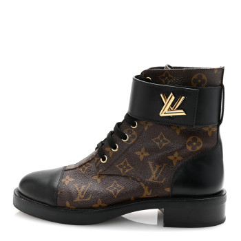LOUIS VUITTON Calfskin Monogram Wonderland Flat Ranger Boots 40 Black