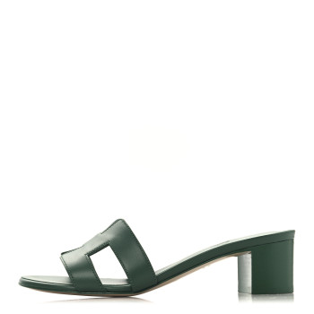 HERMES Calfskin Oasis Sandals 36 Vert Electrique