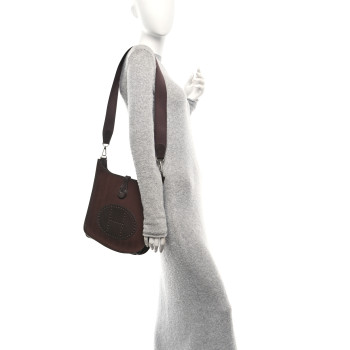 HERMES Toile Chevron Evergrain Evelyne PM Havane