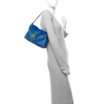 FENDI Calf Hair Snakeskin Tie Dye Baguette Blue Green