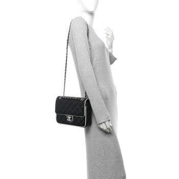 CHANEL Lambskin Quilted Resin CC Flap Bag White Black