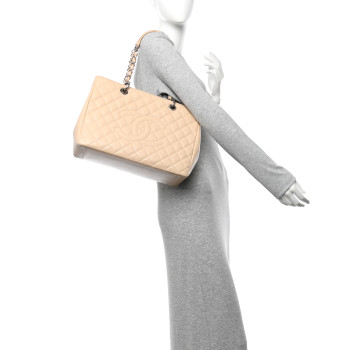 CHANEL Caviar Quilted Grand Shopping Tote GST Beige