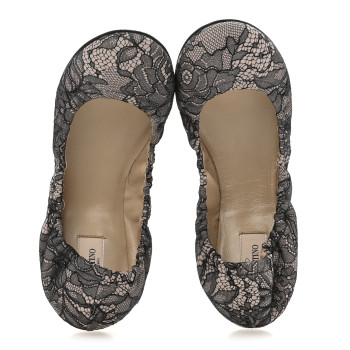 VALENTINO GARAVANI Lace Ballerina Flats 40 Black