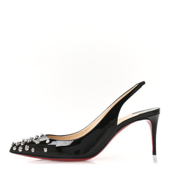 CHRISTIAN LOUBOUTIN Patent Drama Sling 70 Pumps 39.5 Black