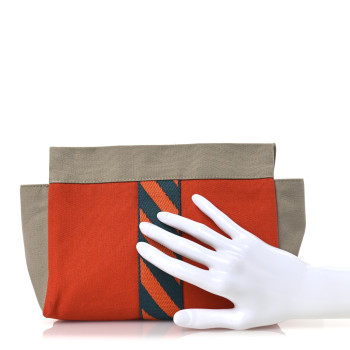 HERMES Canvas Jimetou PM Orange Feu Gris Ponce