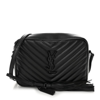 SAINT LAURENT Calfskin Matelasse Monogram Monochrome Lou Camera Bag Black
