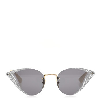 GUCCI Metal Crystal Geometrical Frame Sunglasses GG0895S Silver Gold