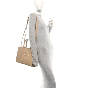 TELFAR Vegan Leather Shmedium Shopping Bag Cream