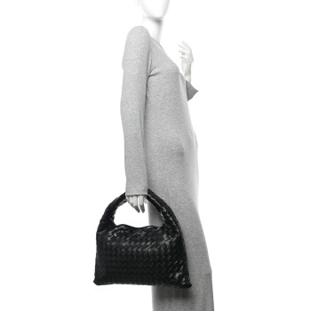 BOTTEGA VENETA Calfskin Intrecciato Small Hop Black