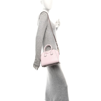 GIVENCHY Calfskin Crocodile Embossed Mini Antigona Pink