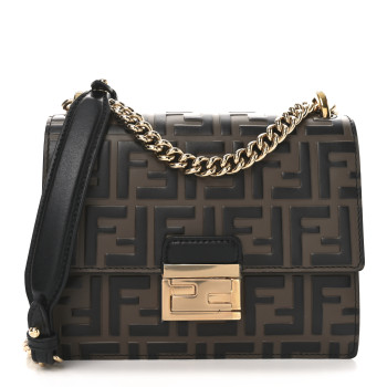 FENDI Vitello Liberty Bi-Color FF 1974 Embossed Small Kan U Shoulder Bag Maya Black