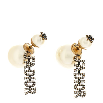 CHRISTIAN DIOR Pearl Crystal J'Adior Tribales Earrings Antique Gold