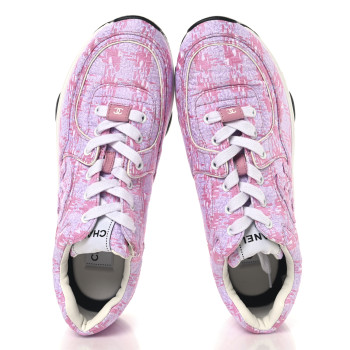 CHANEL Tweed CC Sneakers 39 Pink