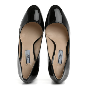 PRADA Vernice Block Heel 55mm Pumps 37.5 Black