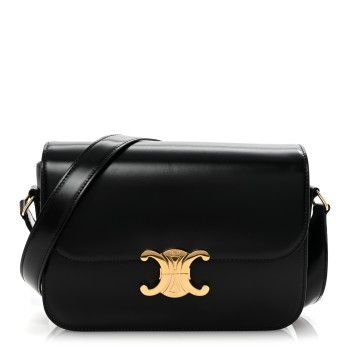CELINE Shiny Calfskin Medium Triomphe Black