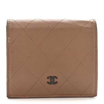 CHANEL Calfskin Quilted Compact Bifold Wallet Pink