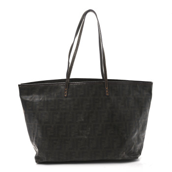 FENDI Zucca Spalmati Matrioska Roll Tote Tobacco Black