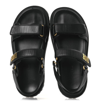 CHRISTIAN DIOR Lambskin Dioract 10mm Sandals 39 Black