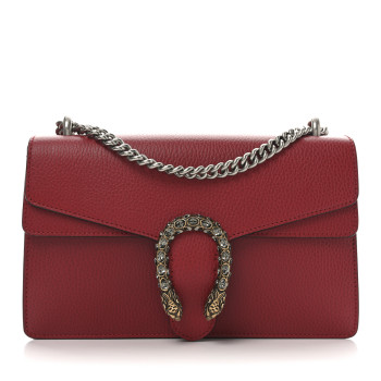 GUCCI Dollar Calfskin Swarovski Crystal Small Dionysus Shoulder Bag Hibiscus Red