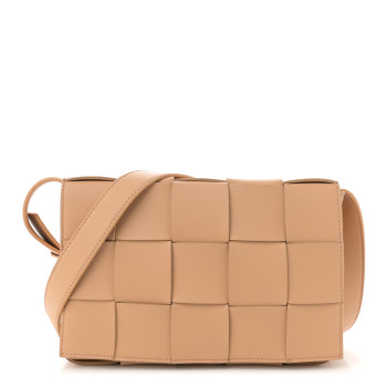 BOTTEGA VENETA Lambskin Maxi Intrecciato Cassette Crossbody Bag Almond